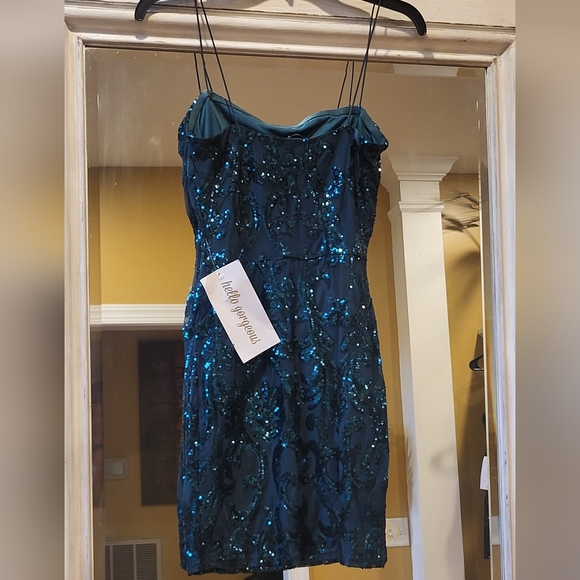 Green Sequin Mini Dress NWT - Picture 6 of 8